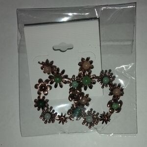 Floral Green and Copper Women's Jewelry Set